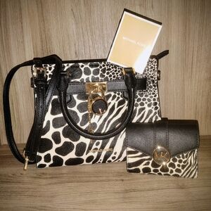 Michael Kors Hamilton Print Crossbody Satchel Wallet Set